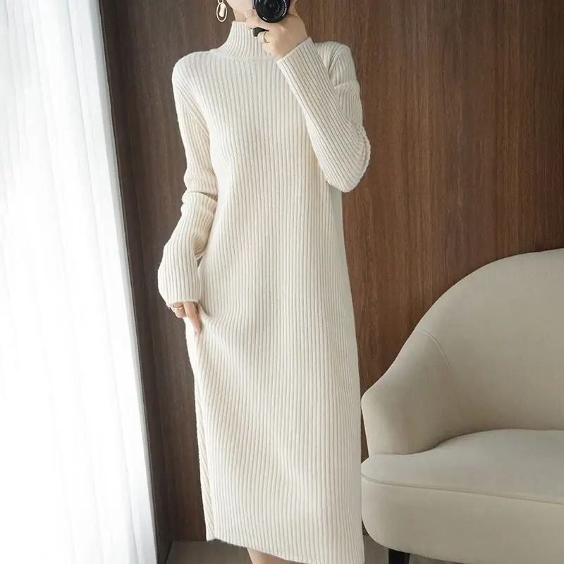Casual Aesthetic Maxi Sweater Dress Loose Vintage Knitted Bodycon Winter Korean Fashion 0