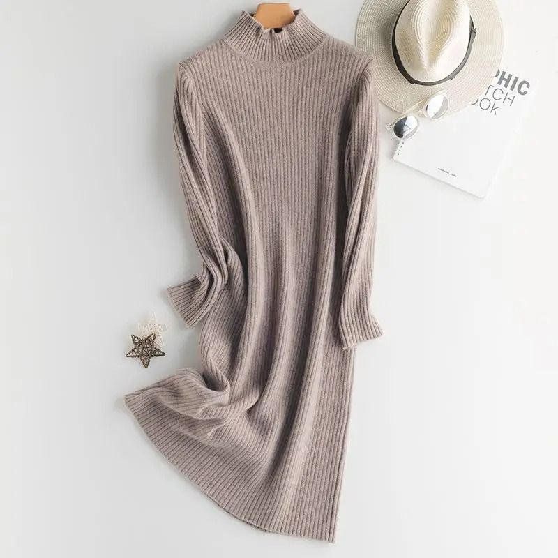 Casual Aesthetic Maxi Sweater Dress Loose Vintage Knitted Bodycon Winter Korean Fashion 5