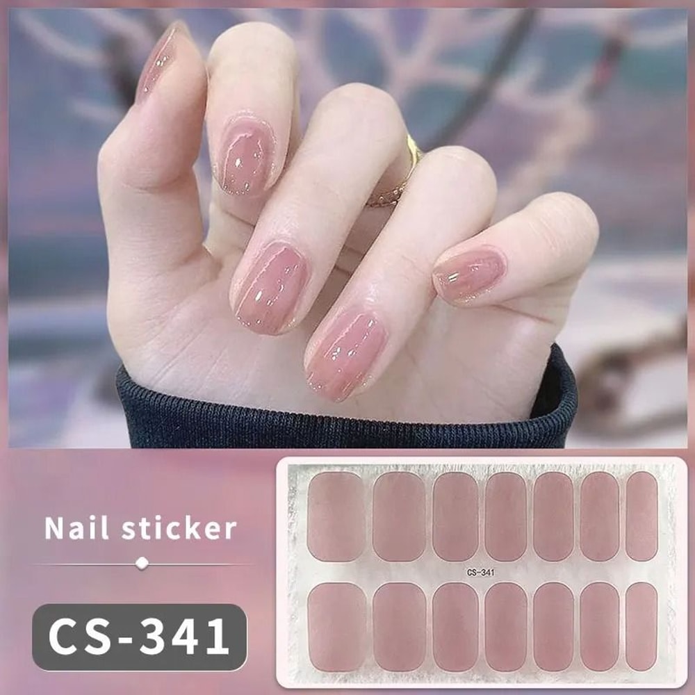 Semi Cured Nail Wrap Gradient Multi Color Solid Gel Full Cover Slider Self Adhesive Nail Decal 10