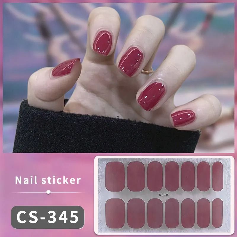 Semi Cured Nail Wrap Gradient Multi Color Solid Gel Full Cover Slider Self Adhesive Nail Decal 15