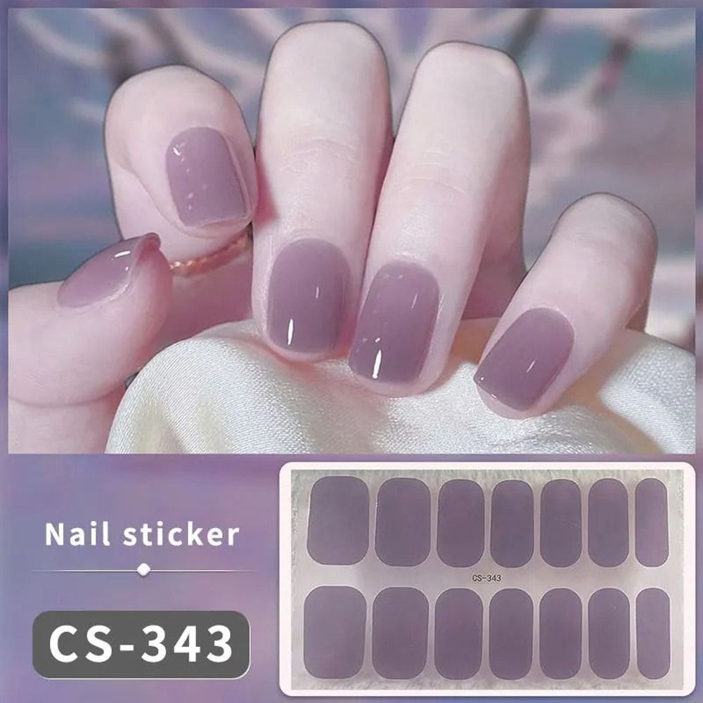 Semi Cured Nail Wrap Gradient Multi Color Solid Gel Full Cover Slider Self Adhesive Nail Decal 16