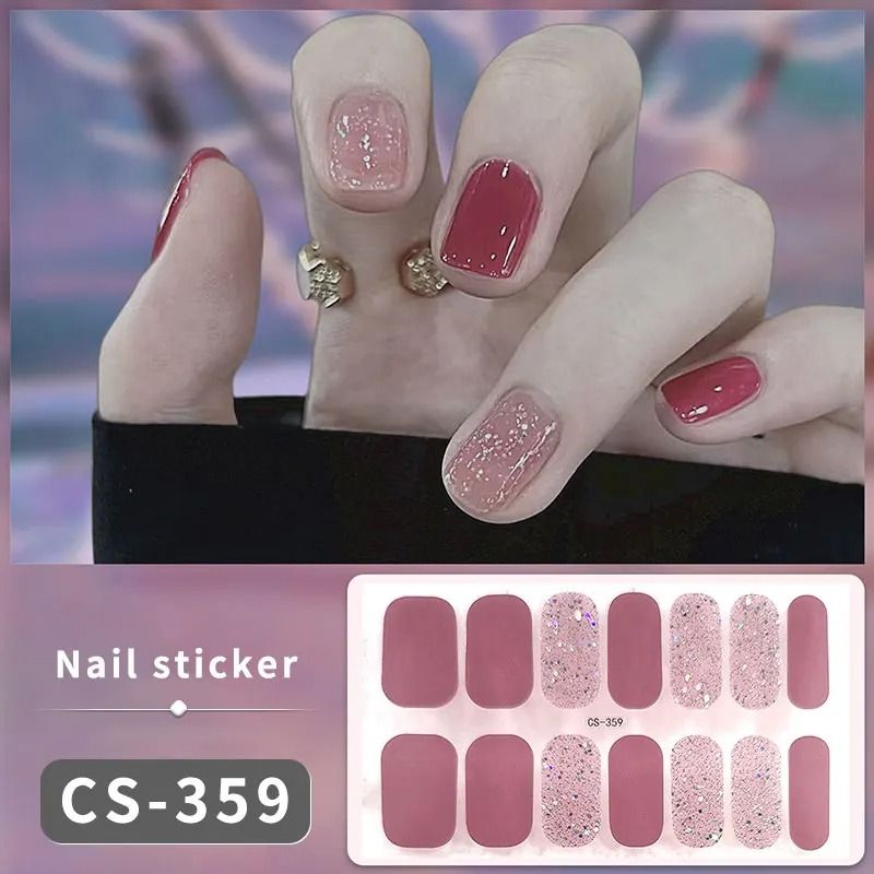 Semi Cured Nail Wrap Gradient Multi Color Solid Gel Full Cover Slider Self Adhesive Nail Decal 20