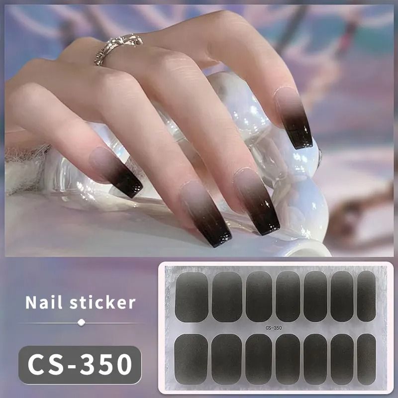 Semi Cured Nail Wrap Gradient Multi Color Solid Gel Full Cover Slider Self Adhesive Nail Decal 23