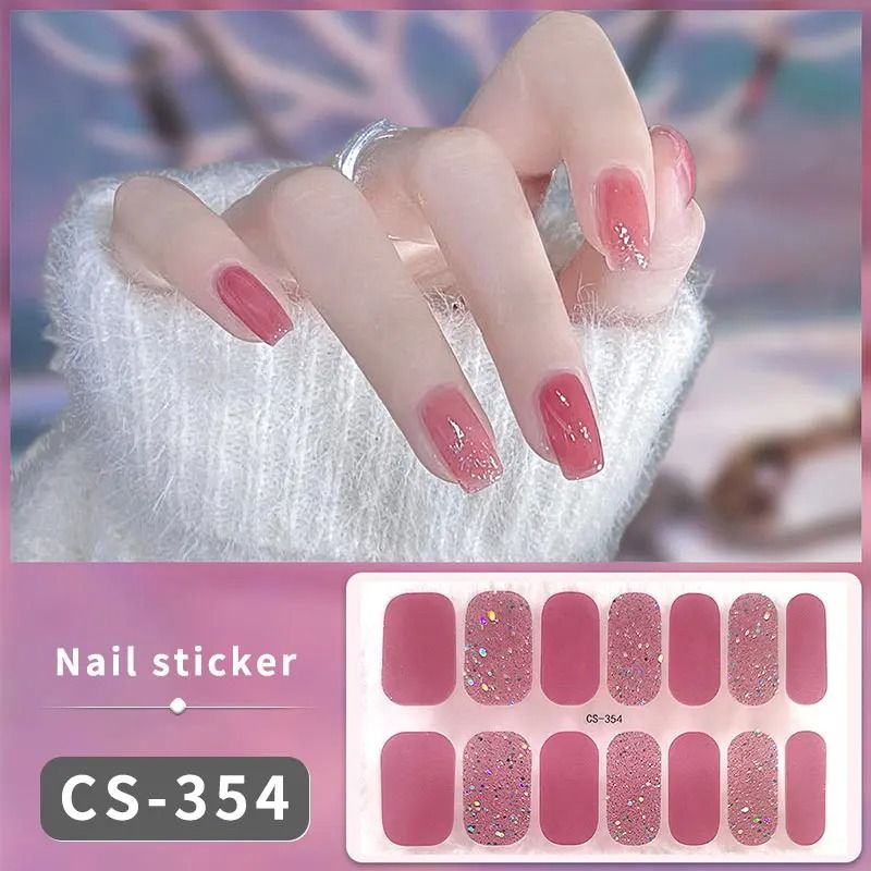 Semi Cured Nail Wrap Gradient Multi Color Solid Gel Full Cover Slider Self Adhesive Nail Decal 25