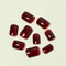 24Pcs Solid Color Wine Red Press On Nail Short Square Simple Full Cover Detachable False Nails 2