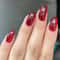 24Pcs Solid Color Wine Red Press On Nail Short Square Simple Full Cover Detachable False Nails 21