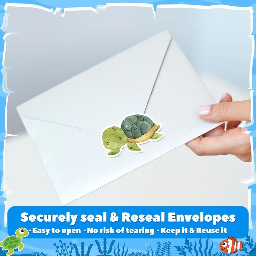 Cartoon Marine Animal Park Dolphin Stickers Kids Teacher Reward Encourage Sealing Label 3