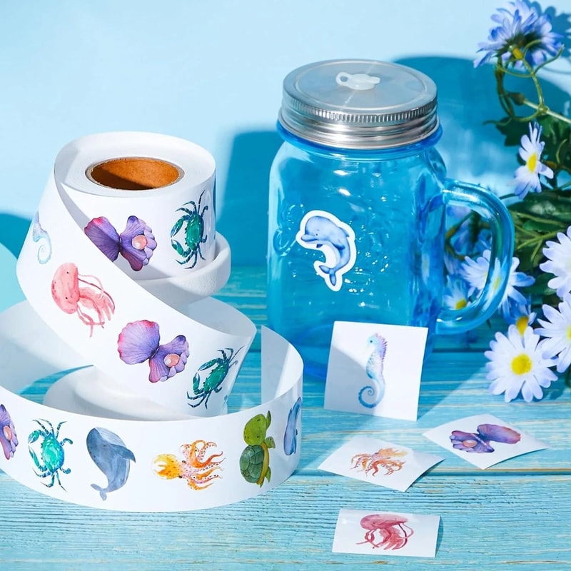 Cartoon Marine Animal Park Dolphin Stickers Kids Teacher Reward Encourage Sealing Label 4