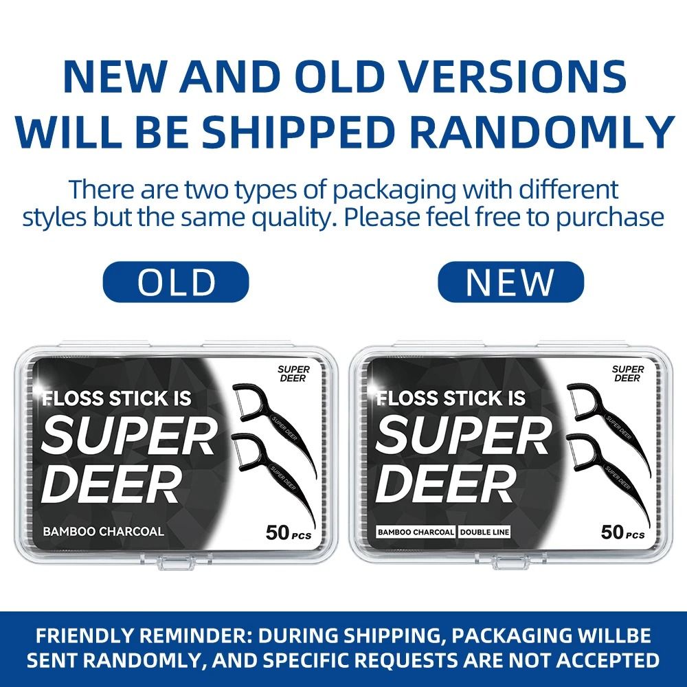 Super Deer 500Pcs Twin Line Bamboo Charcoal Dental Floss Picks High Performance Oral Care Tool 4