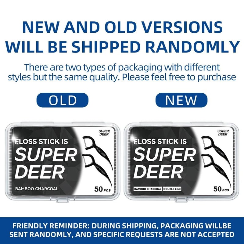Super Deer 500Pcs Twin Line Bamboo Charcoal Dental Floss Picks High Performance Oral Care Tool 4