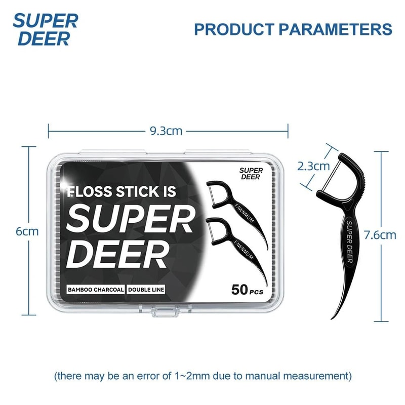 Super Deer 500Pcs Twin Line Bamboo Charcoal Dental Floss Picks High Performance Oral Care Tool 5