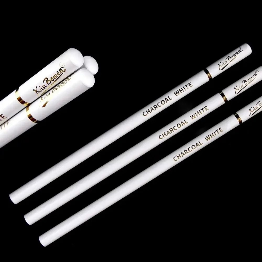 3PCS Professional White Charcoal Pencils Sketch Highlight Drawing Shading Blending Art Supplies 4