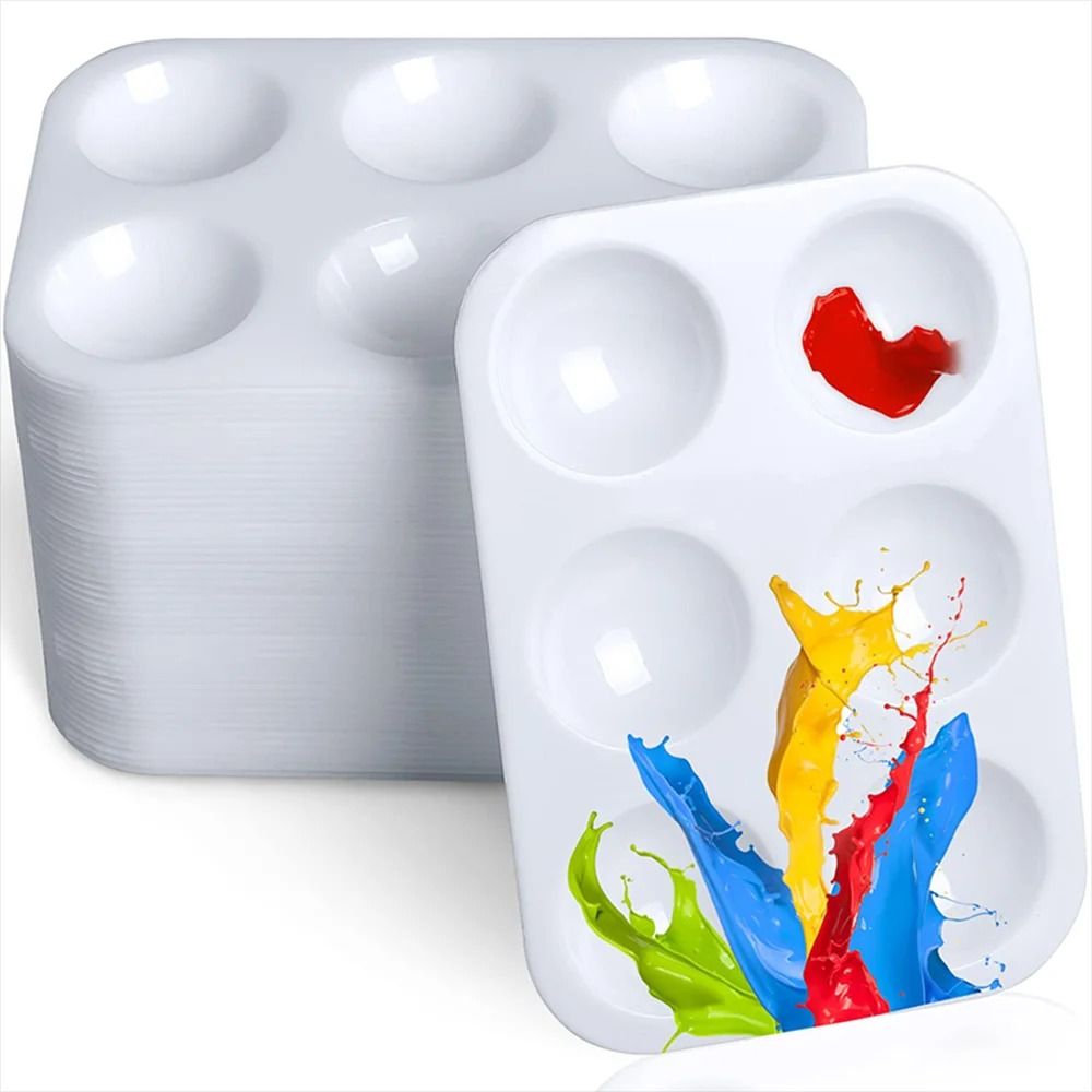 White Plastic Paint Tray Palette Watercolor Color Mixing Tray For Art Party DIY Craft 0