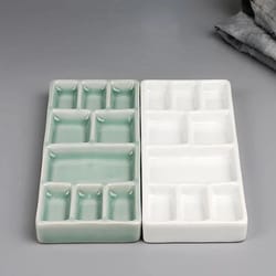 ceramic square multi grid watercolor palette jingdezhen firing portable art tray