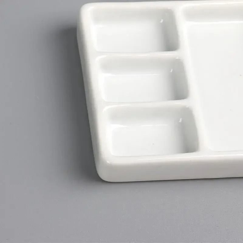 Ceramic Square Multi Grid Watercolor Palette Jingdezhen Firing Portable Art Tray 3