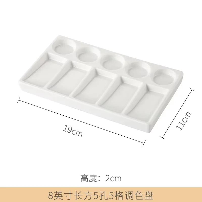 Ceramic Square Multi Grid Watercolor Palette Jingdezhen Firing Portable Art Tray 8