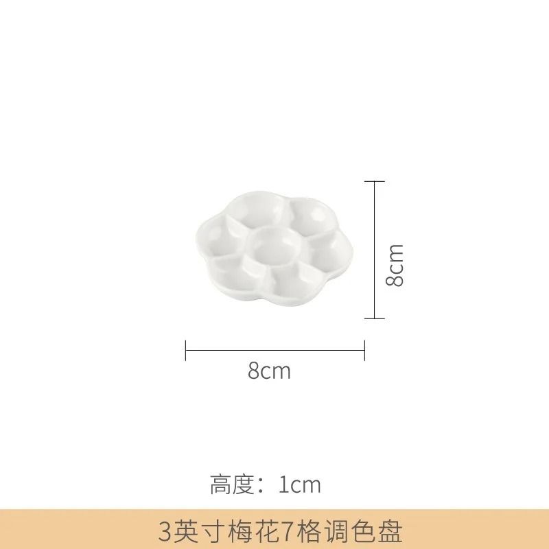 Jingdezhen Ceramic Plum Blossom Palette Pigment Gouache Watercolor Painting Art Supplies 9