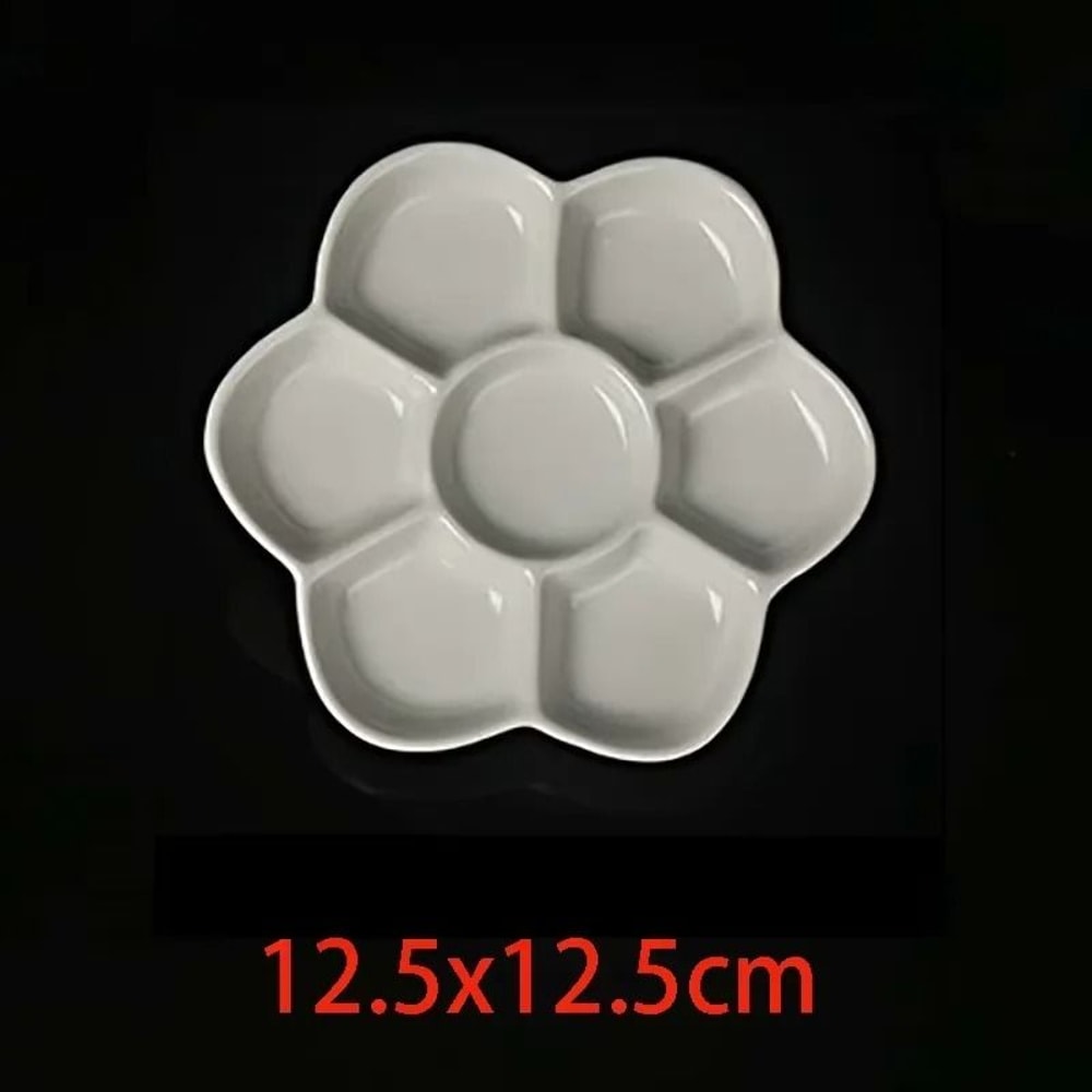 Jingdezhen Ceramic Plum Blossom Palette Pigment Gouache Watercolor Painting Art Supplies 12