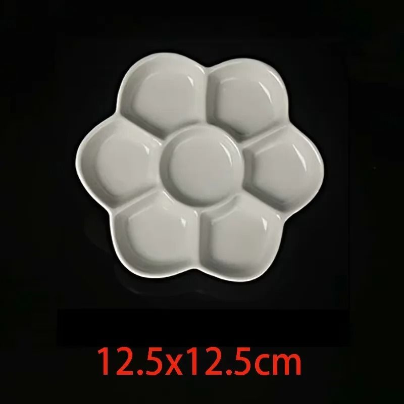 Jingdezhen Ceramic Plum Blossom Palette Pigment Gouache Watercolor Painting Art Supplies 12