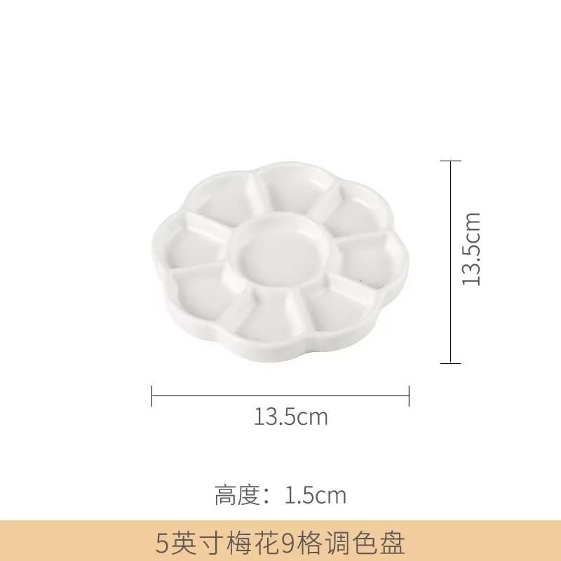 Jingdezhen Ceramic Plum Blossom Palette Pigment Gouache Watercolor Painting Art Supplies 14