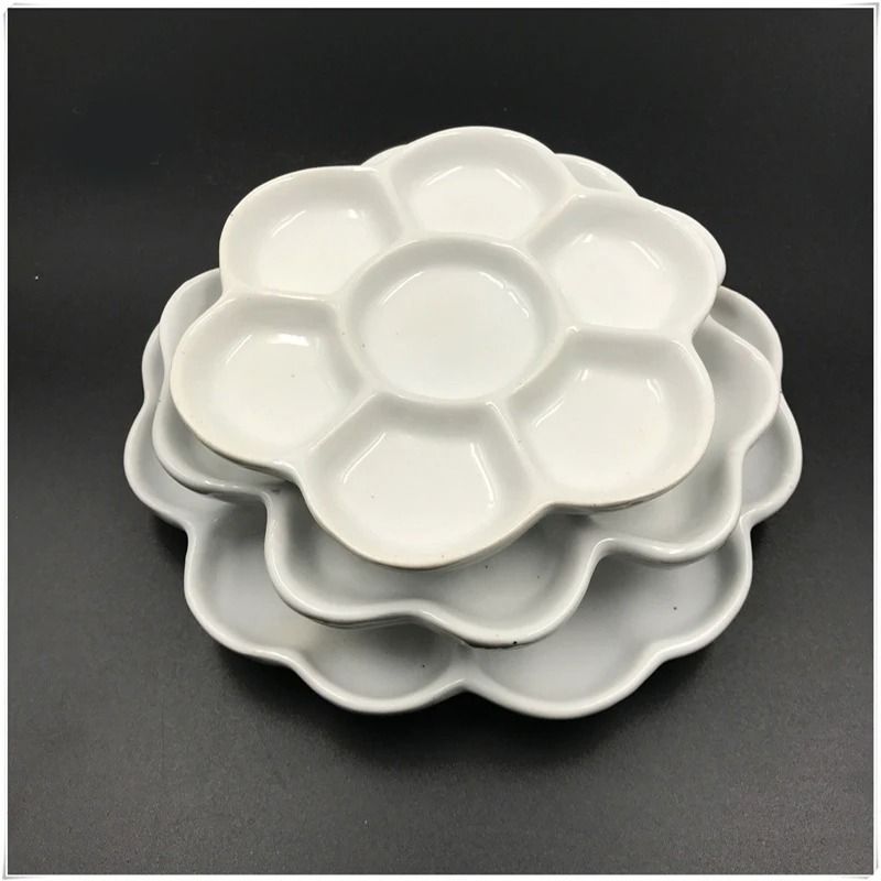 Jingdezhen Ceramic Plum Blossom Palette Pigment Gouache Watercolor Painting Art Supplies 3