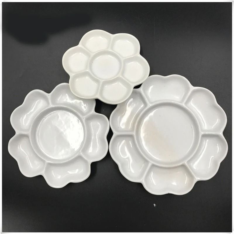 Jingdezhen Ceramic Plum Blossom Palette Pigment Gouache Watercolor Painting Art Supplies 4