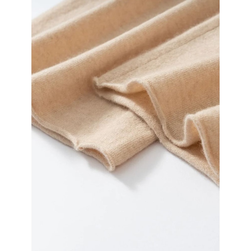 100 Cashmere Thin Office Straight Pants Autumn Winter Warm Curled Hem Knitted Lounge Trousers 5