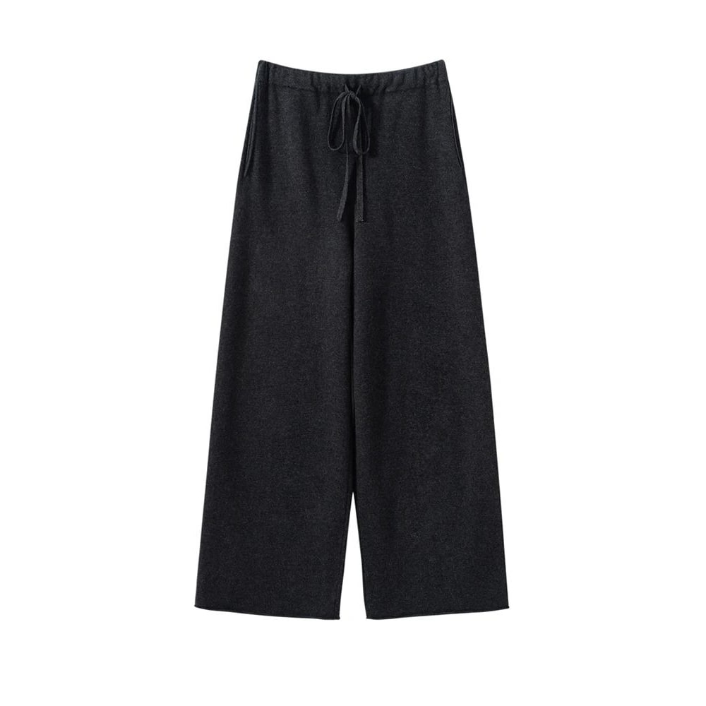 100 Cashmere Thin Office Straight Pants Autumn Winter Warm Curled Hem Knitted Lounge Trousers 7