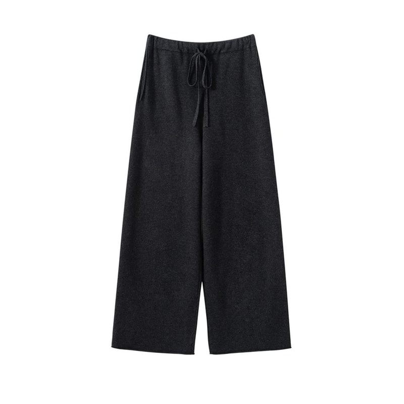 100 Cashmere Thin Office Straight Pants Autumn Winter Warm Curled Hem Knitted Lounge Trousers 7