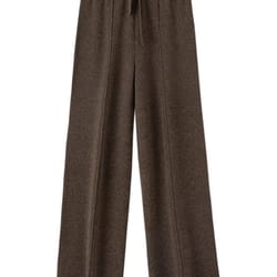 100% merino wool wide leg pants autumn winter lace up mid seam cashmere trousers knitted bottoms