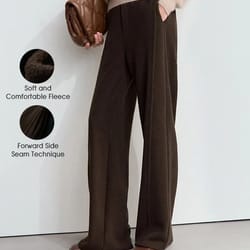 amii minimalist winter suede wide leg trousers false placket elastic waist professional office pants