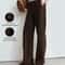 AMII Minimalist Winter Suede Wide Leg Trousers False Placket Elastic Waist Professional Office Pant 0