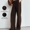 AMII Minimalist Winter Suede Wide Leg Trousers False Placket Elastic Waist Professional Office Pant 0