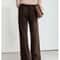 AMII Minimalist Winter Suede Wide Leg Trousers False Placket Elastic Waist Professional Office Pant 1