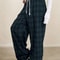 VigoCasey 2025 Women Plaid Print Casual High Waist Wide Leg Pants Green Baggy Autumn Winter Trouser 1
