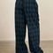 VigoCasey 2025 Women Plaid Print Casual High Waist Wide Leg Pants Green Baggy Autumn Winter Trouser 4