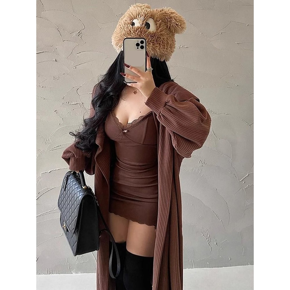 Y2K Retro Lace Patchwork Spaghetti Strap Black Bodycon Mini Dress Fashion Aesthetic Sexy Party Wear 9