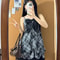 2025 Japanese Vintage Style Black Lace Strap Dress Korean Fashion Summer Sweet Patchwork One Piece 5