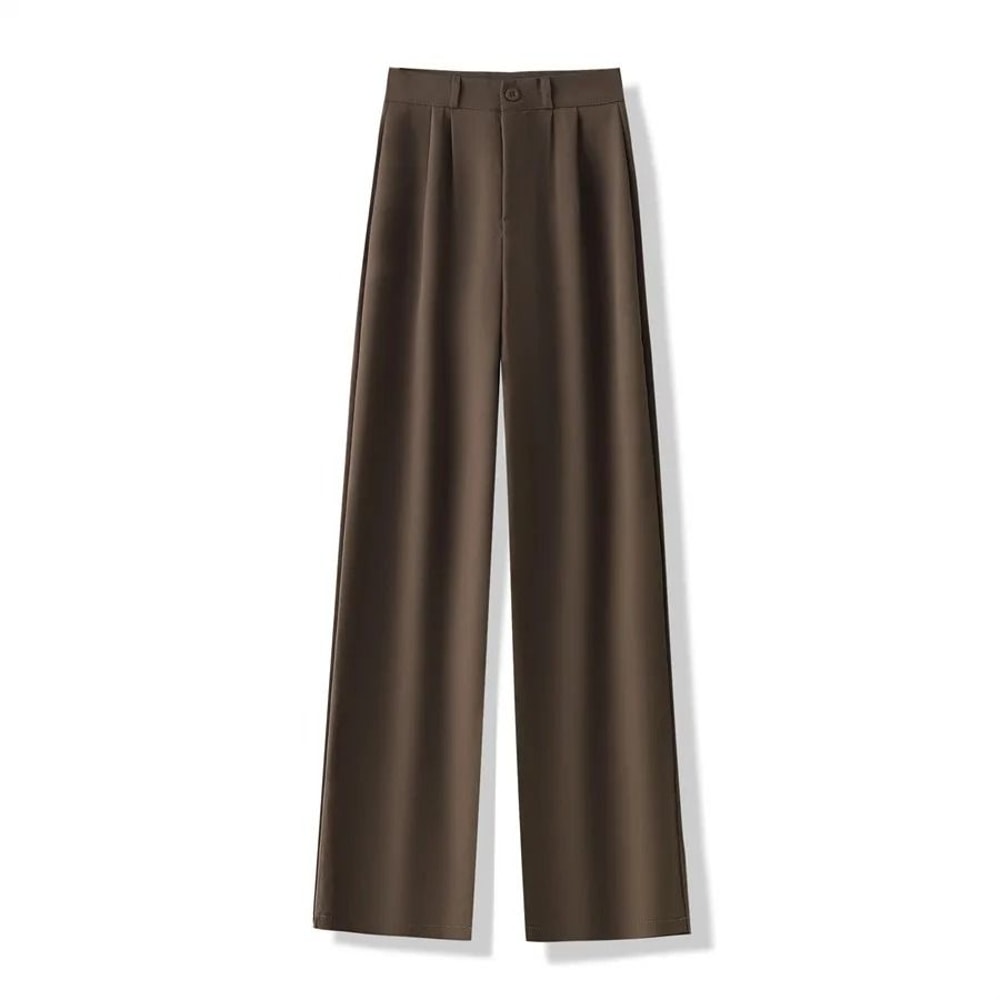 2024 High Waist Womens Suit Pants Straight Office Ladies Fashion Loose Suit Trousers 9