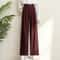 2026 Burgundy Wide Leg Suit Pants Elegant High Waist Office Lady Fashion Trousers With Pockets 7