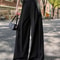 Botvotee Elegant Office Suit Pants High Waisted Wide Leg Baggy Blazer Trousers With Sashes 4