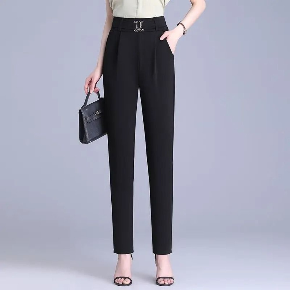 HighWaisted SmallFoot Suit Pants Women StretchSlim AllMatch Draped SlimFitting Trousers 2