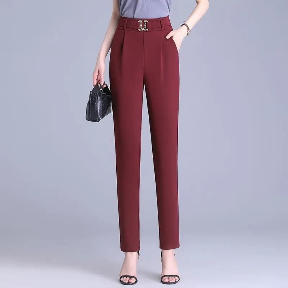 HighWaisted SmallFoot Suit Pants Women StretchSlim AllMatch Draped SlimFitting Trousers 8