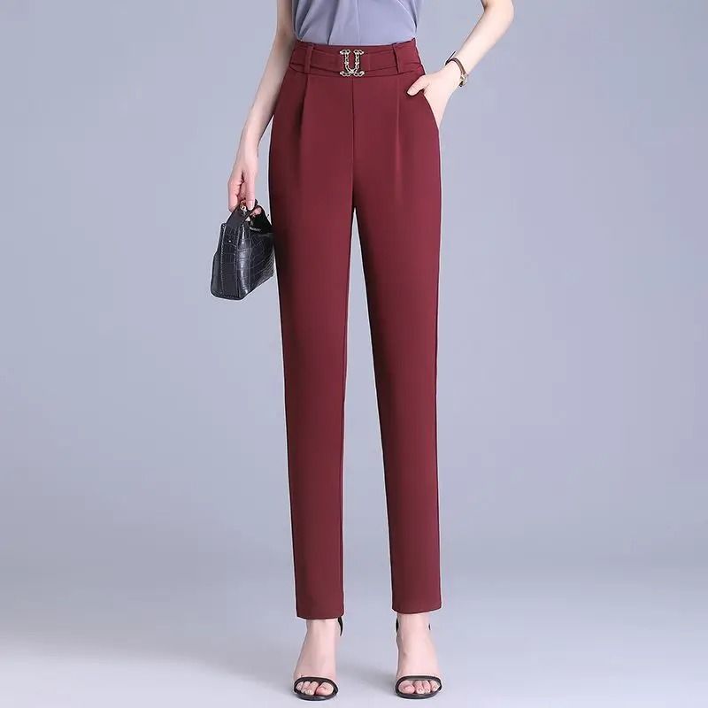 HighWaisted SmallFoot Suit Pants Women StretchSlim AllMatch Draped SlimFitting Trousers 8
