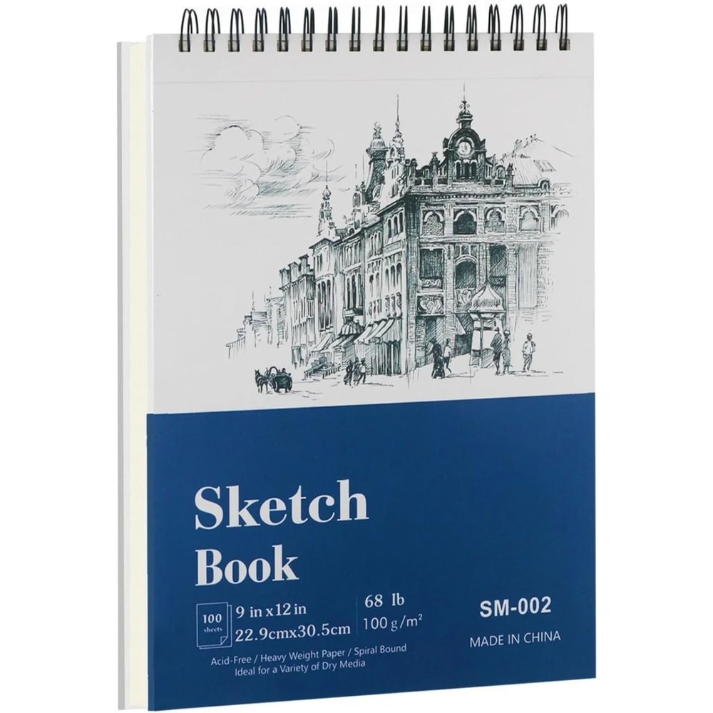 Professional Hardcover Sketchbook 9 X 12 Top Spiral Bound 100 Sheets Heavyweight Drawing Pad 0