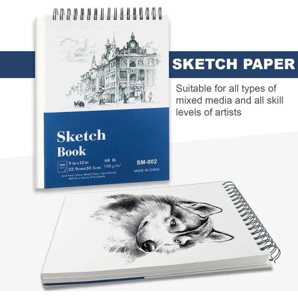 Professional Hardcover Sketchbook 9 X 12 Top Spiral Bound 100 Sheets Heavyweight Drawing Pad 1
