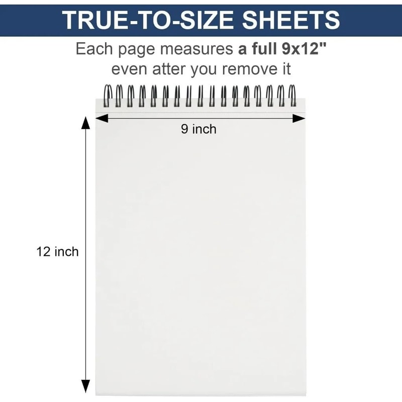 Professional Hardcover Sketchbook 9 X 12 Top Spiral Bound 100 Sheets Heavyweight Drawing Pad 4