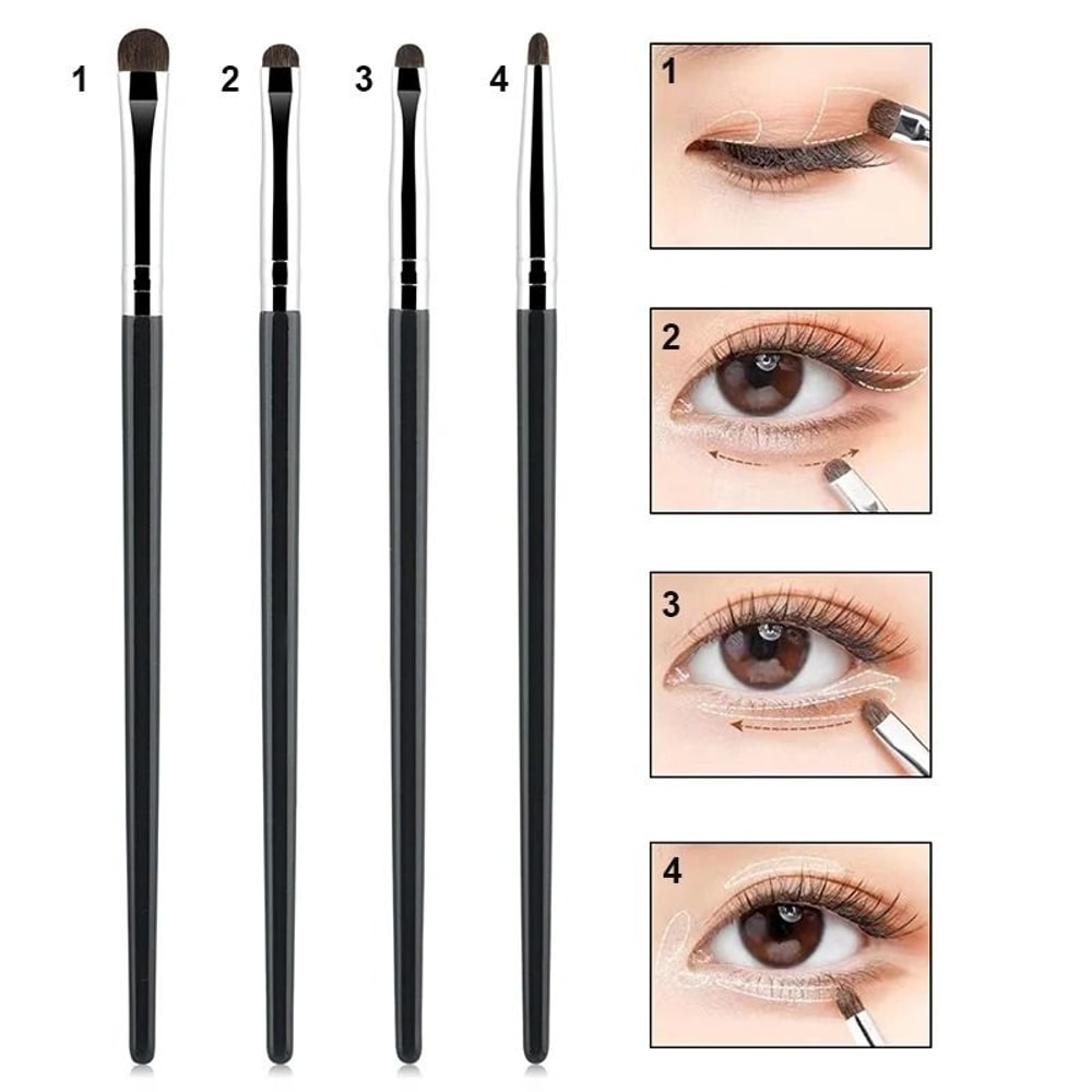 4pcs Professional Eye Makeup Brush Set Fine Detail Eyeliner Smudge Concealer Pony Hair Tool Kit 1