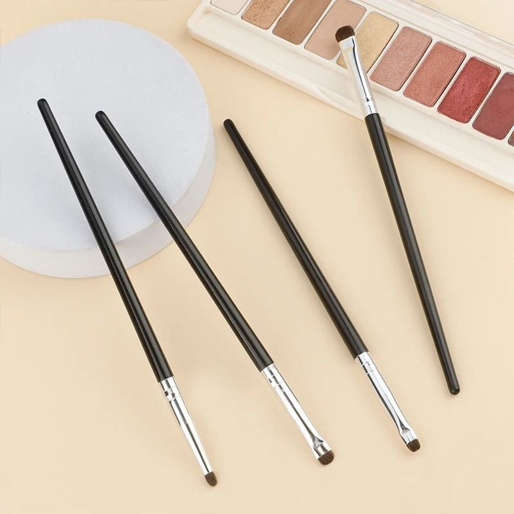4pcs Professional Eye Makeup Brush Set Fine Detail Eyeliner Smudge Concealer Pony Hair Tool Kit 4