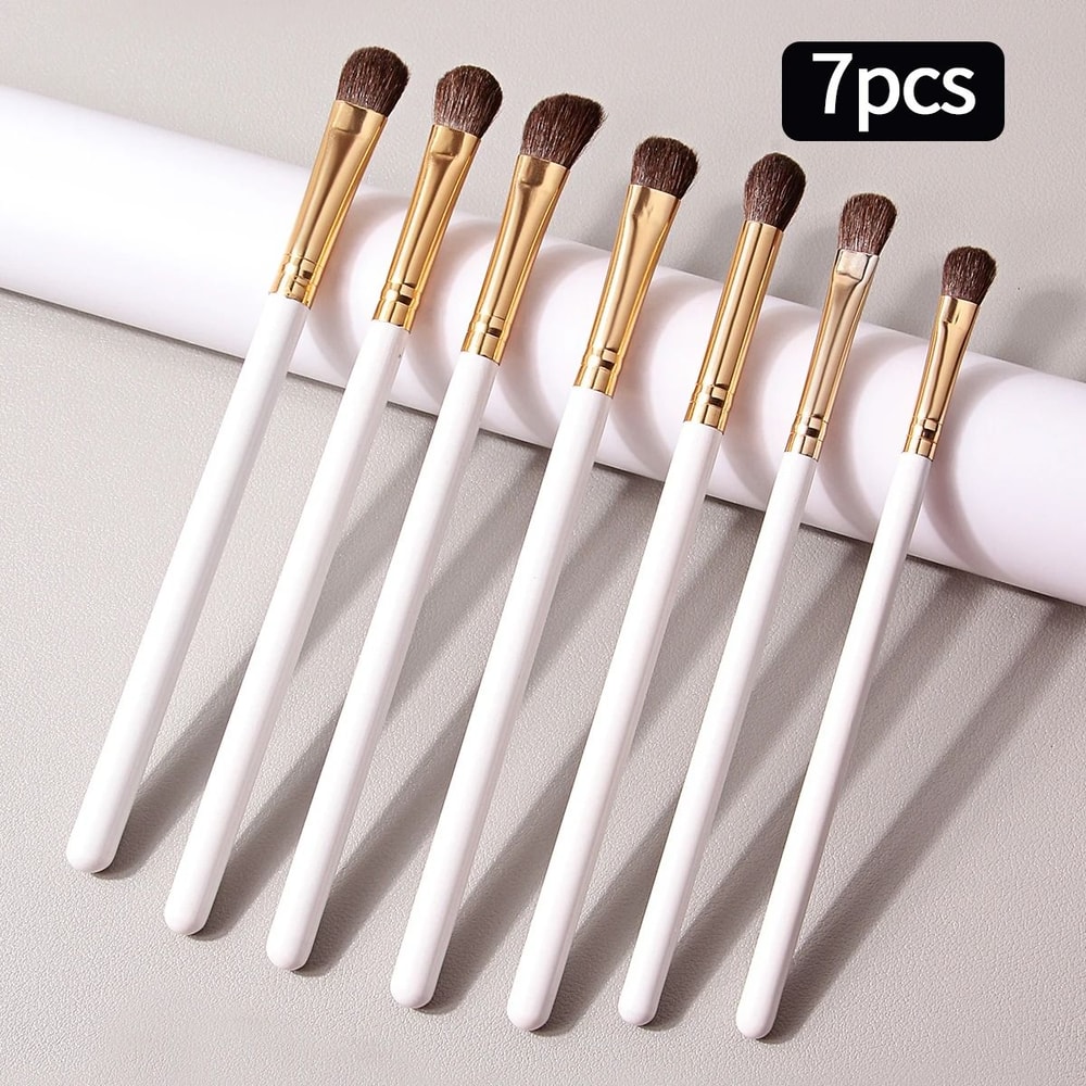 7Pcs Professional Eye Shadow Makeup Brush Set Natural Pony Hair Blending Smudge Shader Kit 0